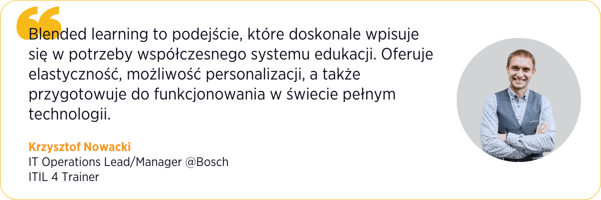 W świecie gdzie spędzamy więcej czasu na streamingu video czy social media niż czytaniu książek, uczestnicy słusznie oczekują i są przyzwyczajeni do przyswajania informacji w formie video. Jest to (1)